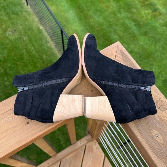 Free People x Faryl Robin size 8 Alameda Black Vegan Suede Wood Heel Booties - Picture 6 of 13